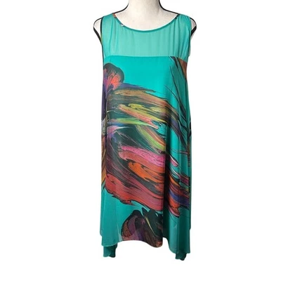 Vestido Trapecio Signature by Robbie Bee 16 Fluido Gasa Turquesa Caprichoso Hada Foto 1 de 4