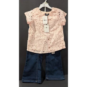 7 for all mankind girls two-piece jeans and eyelet top, size 4T - Picture 1 of 6