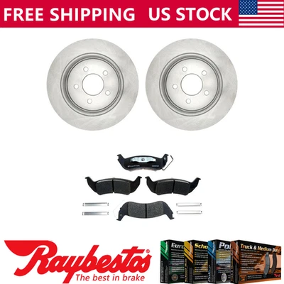 Juego de rotores de freno traseros + pastillas de freno de cerámica para Ford Crown Victoria 2005-2008 Foto 1 de 4