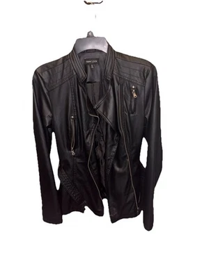 New Look - Chaqueta de moto de cuero sintético negra para mujer talla S Foto 1 de 4