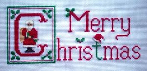 Merry Christmas Santa  cross stitch completed hand done - Picture 1 of 3