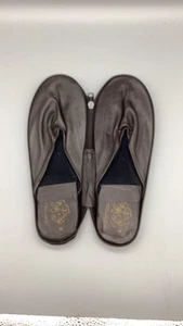 Zapatillas de viaje de cuero Adolpho M estuche con cremallera zapatos de casa plegables - Imagen 1 de 7
