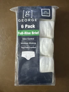 George Men's Cotton Stretch Boxer Briefs 6Pk White Size 3XL - Picture 1 of 3