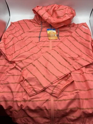Columbia Side Hill Printed Windbreaker Women's Size 1X  Pink Striped Wind Jacket - Image 1 of 4