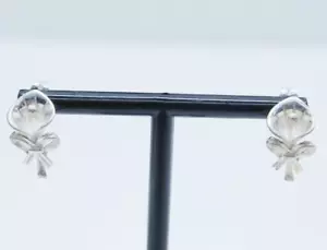 .925 Mex Silver Calla Lily Bow Flower Earrings 3.9g | 19.41 mm - Picture 1 of 12