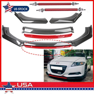 Front Bumper Lip Splitter/ Spoiler Body Kit Carbon Fiber Rods For Honda CR-Z Foto 1 de 4