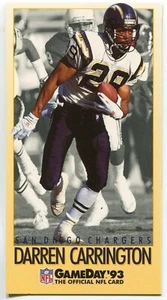 GameDay #340 1993 Darren Carrington San Diego Chargers - Imagen 1 de 2