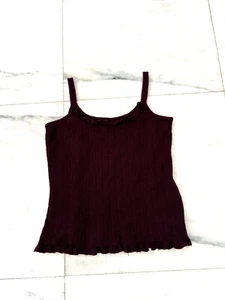 Women’s Knit Camisole Sweater Tank Burgundy INC Ruffle Neck Silk Blend Plus 1X - Picture 1 of 7