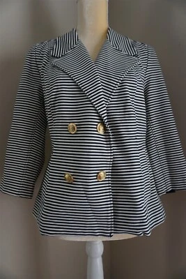 Cabi Womens Nautical Striped Blazer Black White Jacket Size M - Image 1 of 4