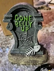Thrills & Chills Aquarium  Decor Headstone "Belly Up" Glows in dar~New w/Tags - Picture 1 of 6
