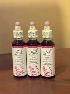 3 Bottles Bach Original Flower Remedies, Natural Homeopathic Elm, 20 ml Each NEW - Picture 1 of 3