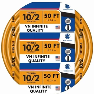 Solid Indoor 10/2 W/G NMB Cable Non-Metallic Residential Indoor Wire 50ft - Picture 1 of 7