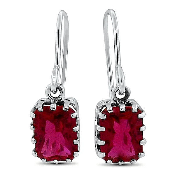 PENDIENTES RUBÍ ESTILO ANTIGUO DE PLATA DE LEY 925 DE 4 QUILATES CREADOS EN LABORATORIO 598X Foto 1 de 1