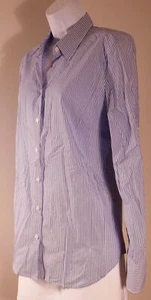 ANN TAYLOR Damen Blau Weiß Gestreift Baumwolle Stretch Langarm Knopfleiste... - Bild 1 von 5