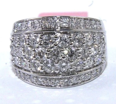 Natural Round Diamond Cluster Wide Lady's Ring Band 14k White Gold 2.00Ct - Image 1 of 4