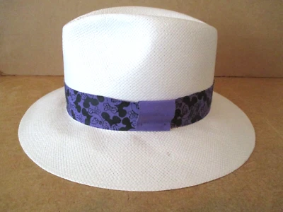 Шляпа панамская Walt Disney Company белая соломенная фиолетовая с ремешком Mickey размер маленький AZ39 - Изображение 1 из 4