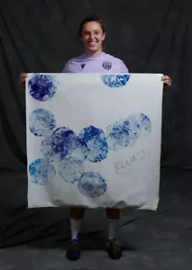 WBA Women's Kate Evans | Blue painted football artwork | Jeff Astle Foundation - Picture 1 of 7