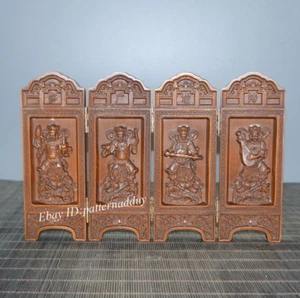 Antigua colección de tallas de madera: cuatro reyes celestiales de boj cuatro cajas abiertas - Imagen 1 de 9