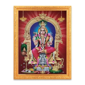 Foto brillante de Samayapuram Mariamman en marco dorado (11 x 13 pulgadas) - Imagen 1 de 4