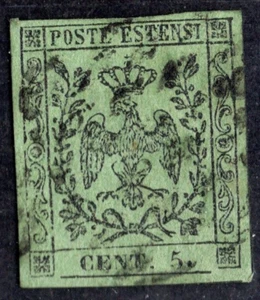 ITALY MODENA 1852 FIRST STAMP SCOTT #1 LIGHTLY USED 4 MARGINS - Picture 1 of 2