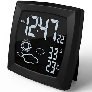 Small Clock Auto Backlight Desk Clock with Indoor Temperature 12/24H Battery ... - Picture 1 of 8