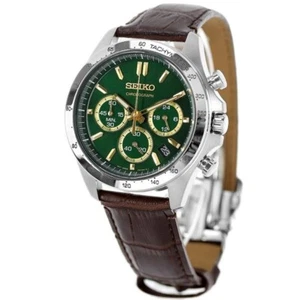 Orologio Uomo SEIKO Spirit SBTR017 Verde Cronografo Quarzo Cinturino Pelle Nuovo - Foto 1 di 6