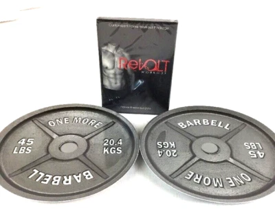 2 pc One More Barbell Dinner Plate & Revolt Home Fitness/Weight Loss/Workout DVD - Image 1 of 4