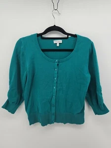 Fashion Bug Large Scoop Neck 3/4 Sleeve Full Button 100% Cotton Cardigan - Picture 1 of 11
