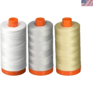 50wt Mako Cotton Thread - 3 Spools: White, Dove & Light Beige 1422 Yds - Picture 1 of 2