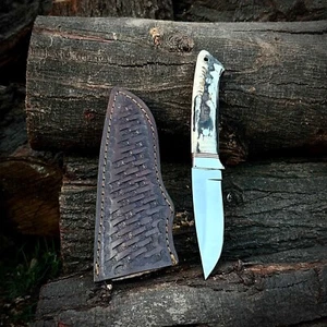 9.0" HANDMADE CUSTOM HUNTING KNIFE ANTLER LOVELESS CAMPING OUTDOOR HORN RAM - Picture 1 of 5