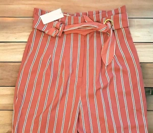Hutch Anthropologie Womens 8 Stripe High Waist Tapered Pant Belted Burnt Orange - Picture 1 of 8