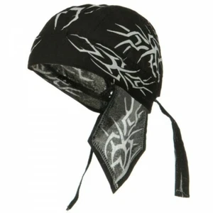 Black White Skull Cap Motorcycle Bandana Headwrap Doo Rag Du Dew Tribal Tattoo - Picture 1 of 7