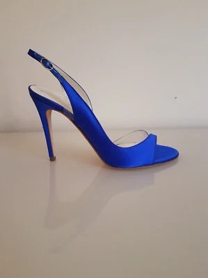 "GINA" LATAHYA WOMEN'S COBALT SATIN SHOES RRP £425 - Image 1 of 4