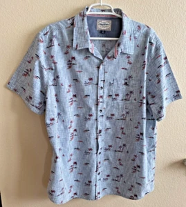 Flag & Anthem Blue & Maroon Button Short Sleeve Shirt 100% Cotton size XL - Picture 1 of 3