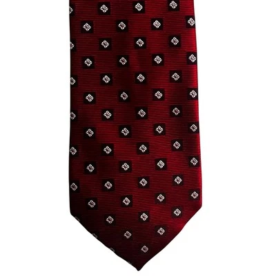 Винтажный Genesis Studio | темно-красный бриллиант квадратный шелковый галстук | официальная мужская одежда - Изображение 1 из 4