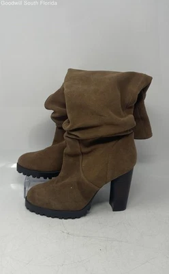 Botas de montar Aldo para mujer marrón negro gamuza punta redonda tacón alto hasta la rodilla talla 7 Foto 1 de 4