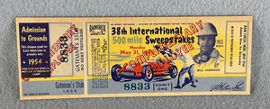 Indianapolis Indy 500 1954 Original Complete Unused Ticket # 8833 - Picture 1 of 4