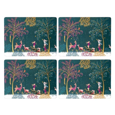 Sara Miller Set of 4 Woodland Tales Christmas Placemats Festive Tableware Decor - Image 1 of 2