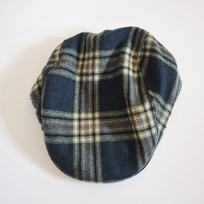 Vintage Stefeno Wool Men's Italian Flat Newsboy Cap Green Plaid Medium - Image 1 of 4