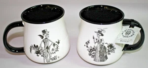 Potter's Studio Halloween Skeleton Couple Ceramic 16 oz. Coffee Mug Set of 2 New - Picture 1 of 4