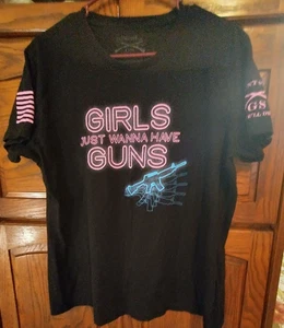 Mädchen Just Want To Have Guns, Damen XXXL Srt Sleeve T-Shirt schwarz - Bild 1 von 3
