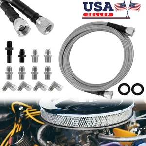 70" Flexible Stainless Steel Braided Transmission Cooler Lines 6AN Fits GM 4L60E - Picture 1 of 9