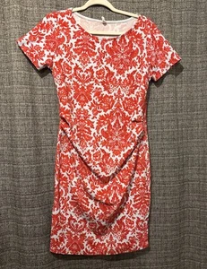 Vestido de Maternidad Rosa Estampado Rubor Floral Ajustado Rojo y Azul Pálido Grande - Imagen 1 de 7