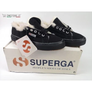 Damen Winterschuhe SUPERGA 2750 COBU NEU Schwarz mit Öko Fell ORIGINAL VINTAGE - Bild 1 von 8