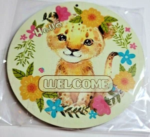 Welcome Round Wood Sign 5.9" - Picture 1 of 3