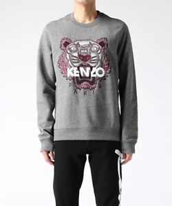 Kenzo Embroidered Tiger Sweatshirt Size Small S Jumper Sweater Pullover Grey 