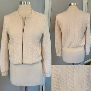 Tulle Cropped Ivory Cable Jacket Sz S - Picture 1 of 10