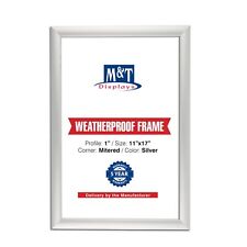 Weatherproof Snap Poster Frame 1" Aluminum Front Loading 11x17 Inch Silver