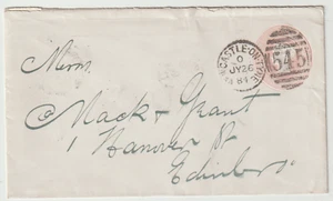 1884 NEWCASTLE ON TYNE DUPLEX PMK 1d PINK ENV EDINr & NEWCASTLE S T DAY MAIL TPO - Picture 1 of 2