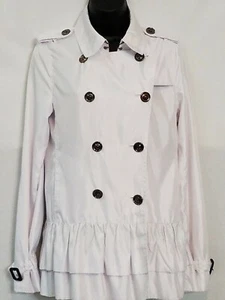 Womens White Double Breast Lined Metal Button Front Jacket Size M - Picture 1 of 4